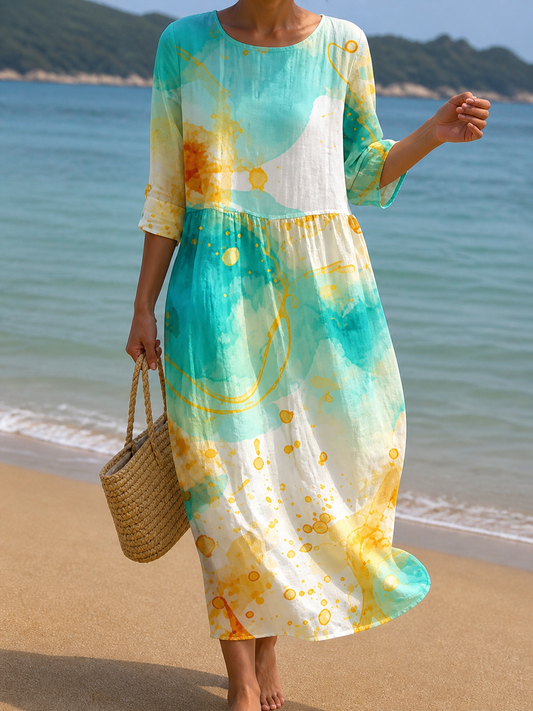 Mélusine | Robe Turquoise aux Éclats Dorés