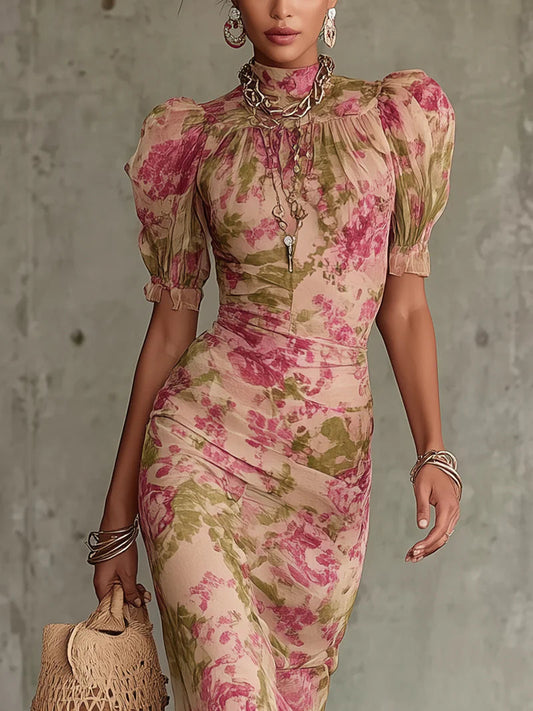 Rosalie | Robe Maxi à Imprimé Roses Vintage
