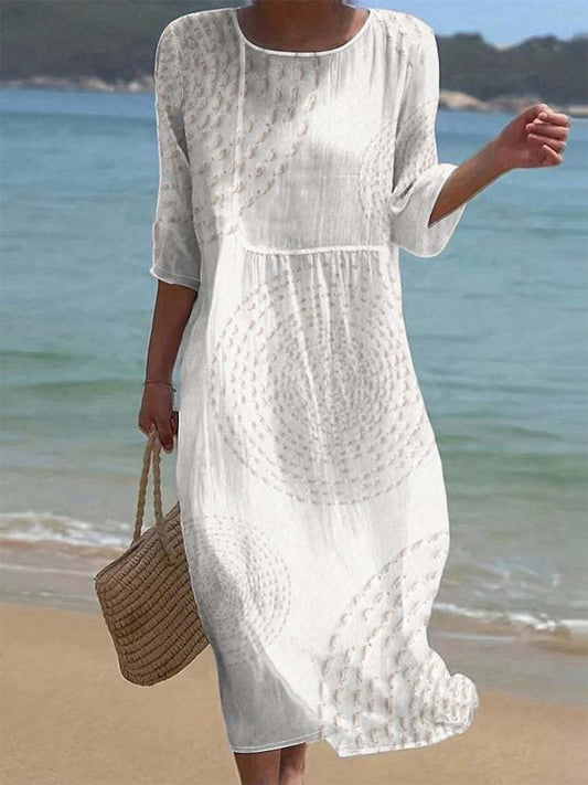 Apolline | Robe Ivoire à Motifs Ton sur Ton