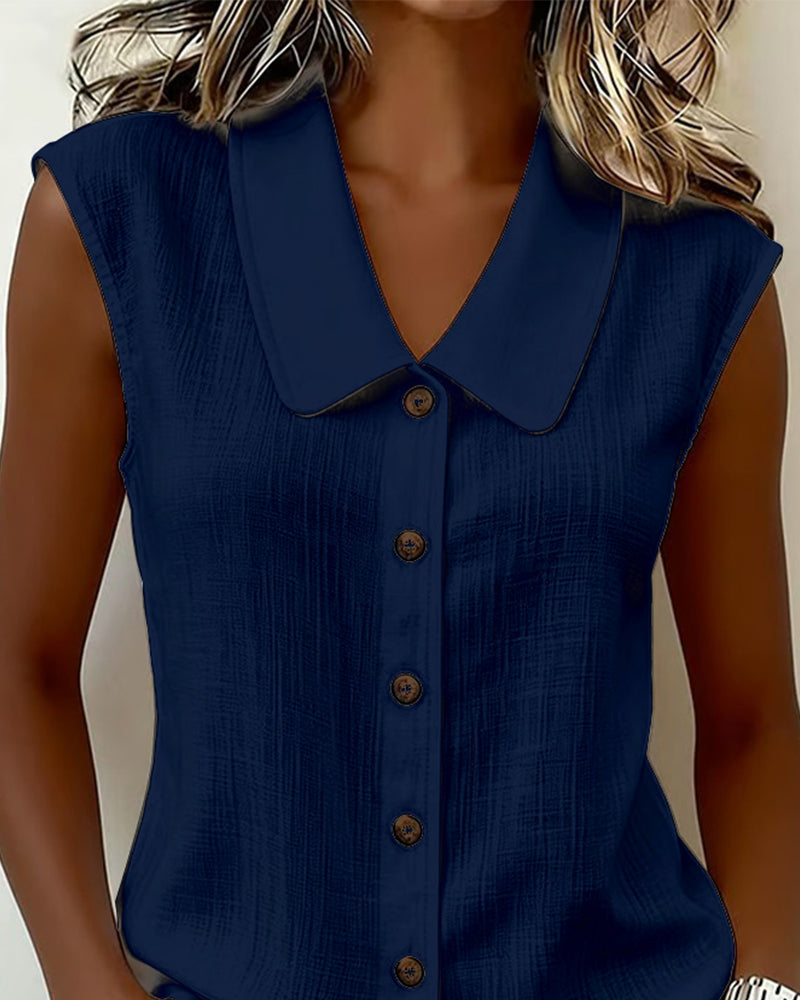 Cecilia | Blusa Sin Mangas de Mezcla de Lino y Algodón
