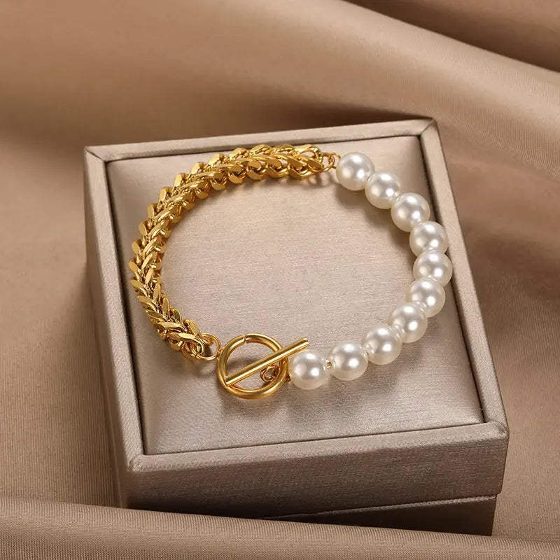 Bracelet Élégant en Perles et Or