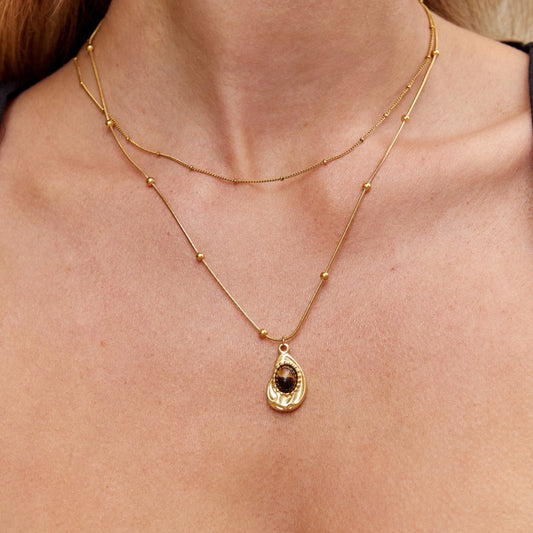Collier Doré Élégant à l'Œil de Tigre