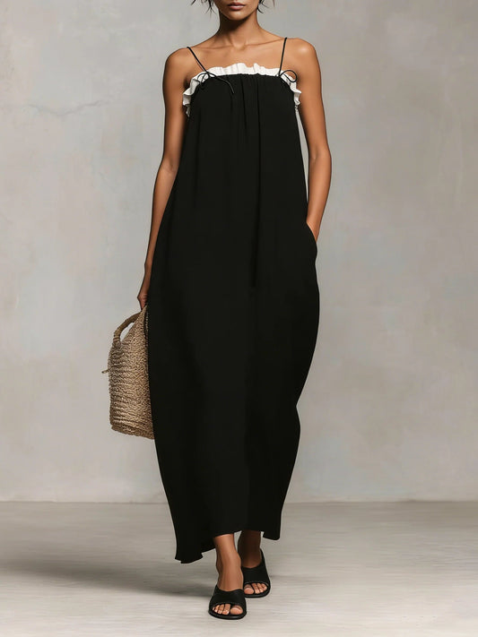 Mirelle | Vestido Maxi con Bloques de Color y Tirantes Finos