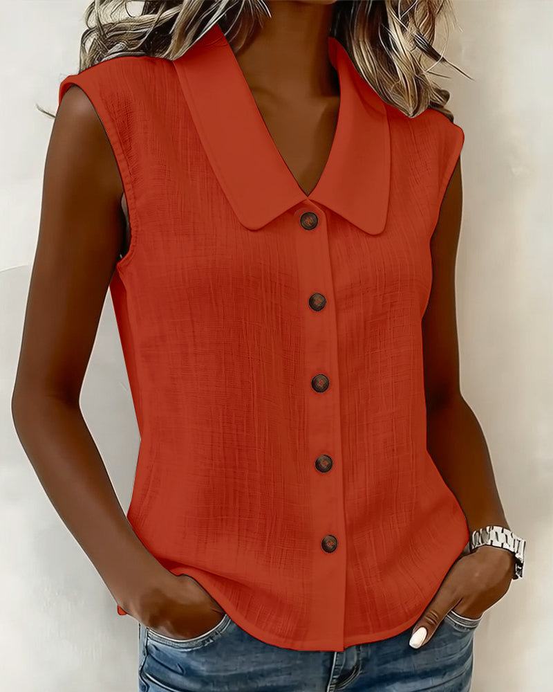 Cecilia | Blusa Sin Mangas de Mezcla de Lino y Algodón