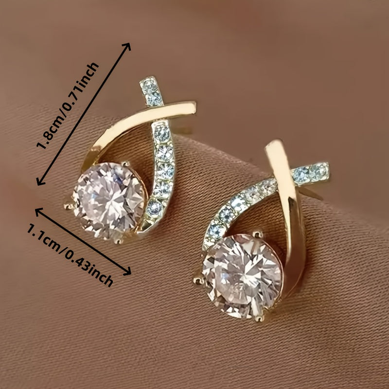 Boucles d'Oreilles avec Croix Dorée et Zircone