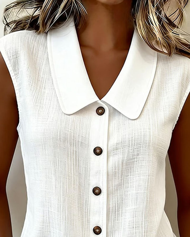 Cecilia | Blusa Sin Mangas de Mezcla de Lino y Algodón