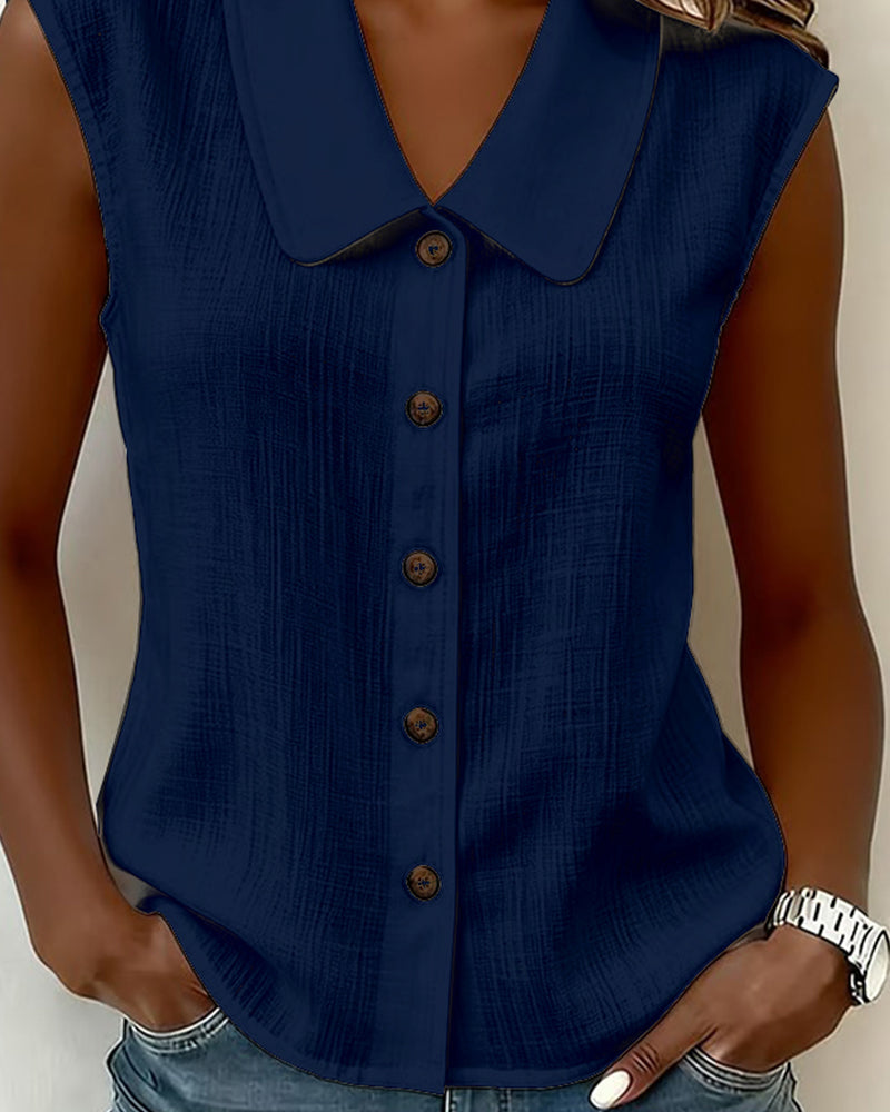 Cecilia | Blusa Sin Mangas de Mezcla de Lino y Algodón