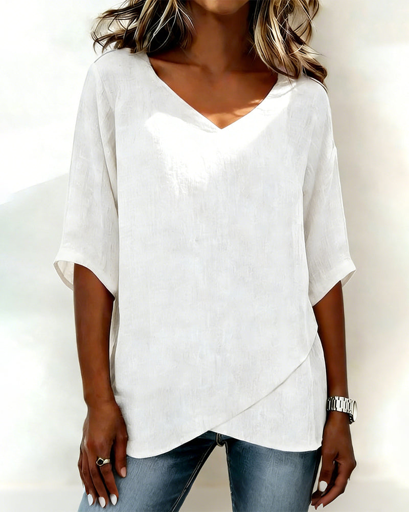 Alessandra | Blusa con Bajo Asimétrico y Escote en V