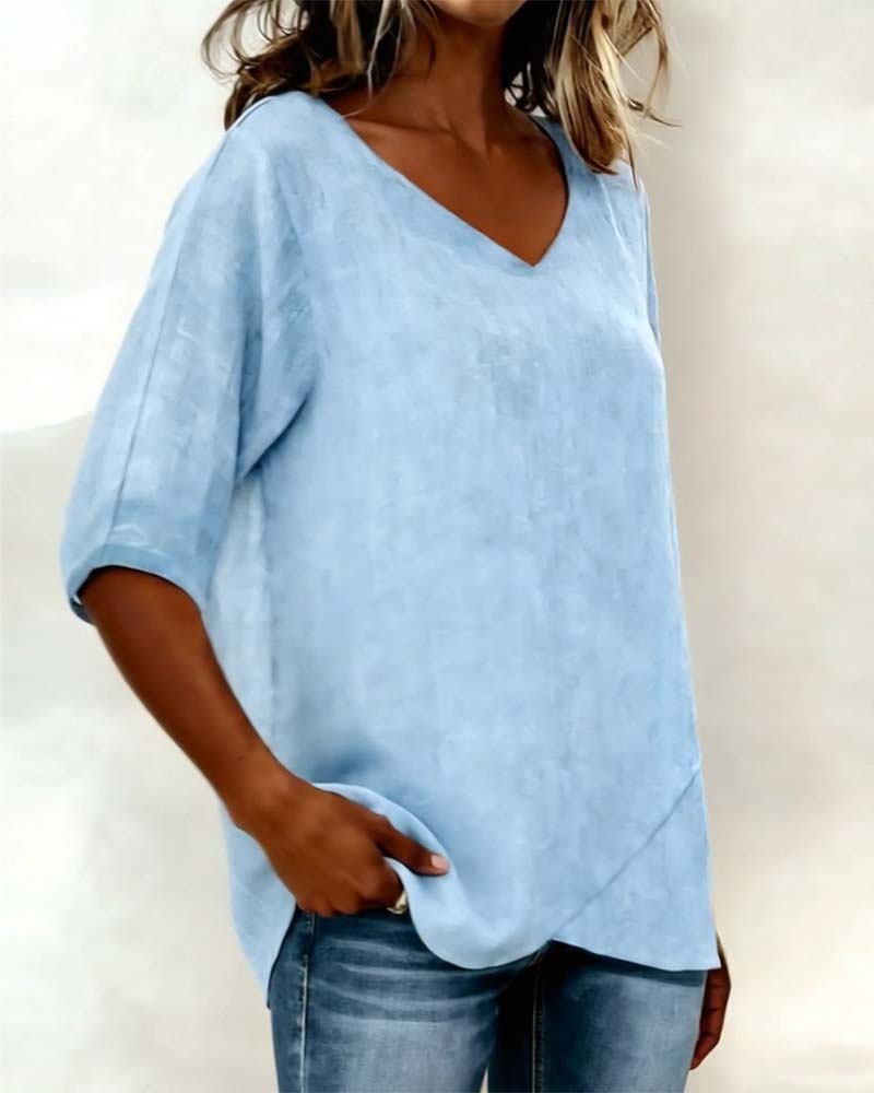 Alessandra | Blusa con Bajo Asimétrico y Escote en V
