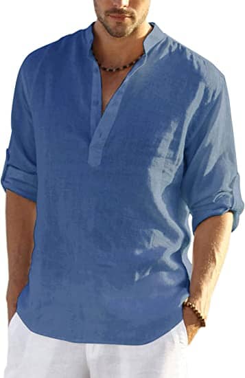 CAMISA DE ALGODÓN Y LINO PARA HOMBRE