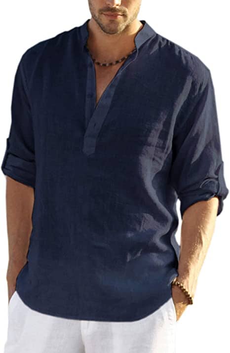 CAMISA DE ALGODÓN Y LINO PARA HOMBRE