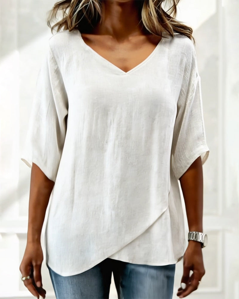 Alessandra | Blusa con Bajo Asimétrico y Escote en V