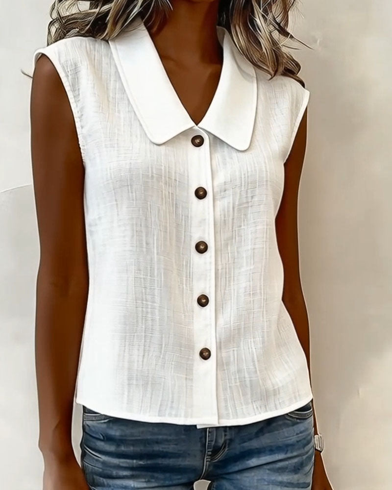Cecilia | Blusa Sin Mangas de Mezcla de Lino y Algodón