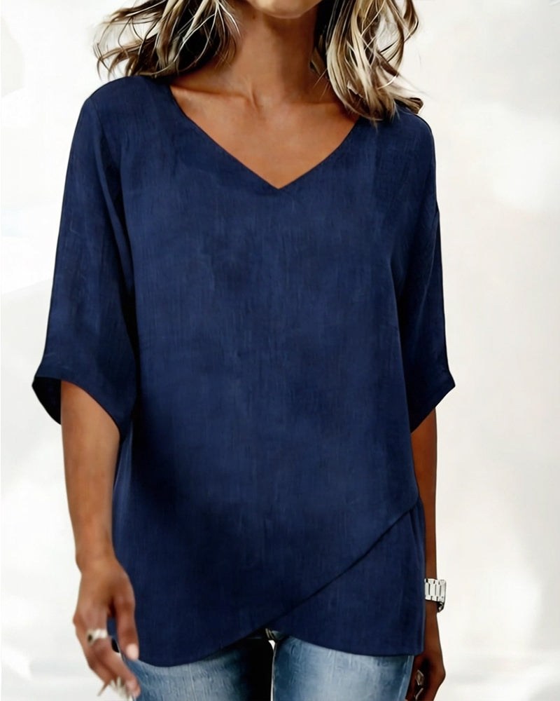 Alessandra | Blusa con Bajo Asimétrico y Escote en V