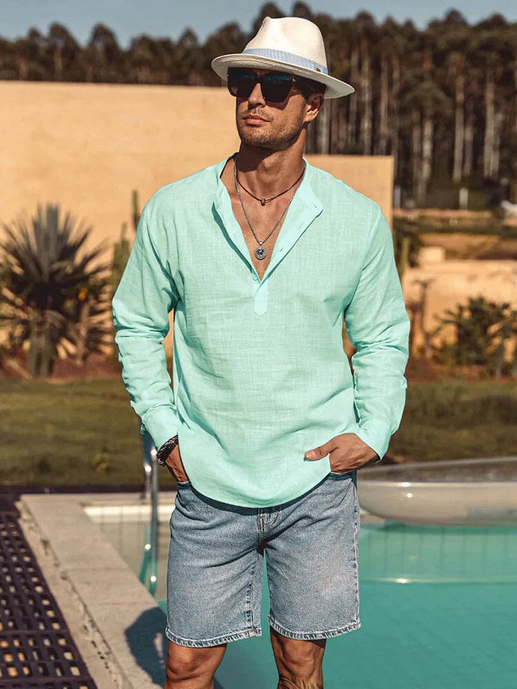 CAMISA DE ALGODÓN Y LINO PARA HOMBRE