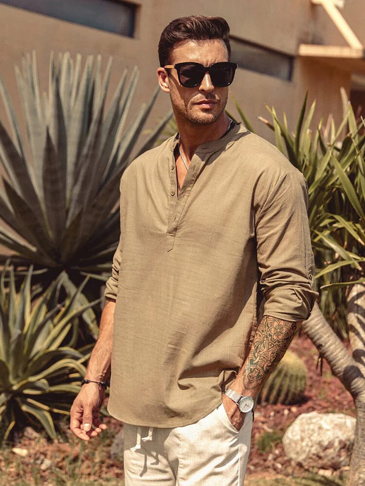 CAMISA DE ALGODÓN Y LINO PARA HOMBRE