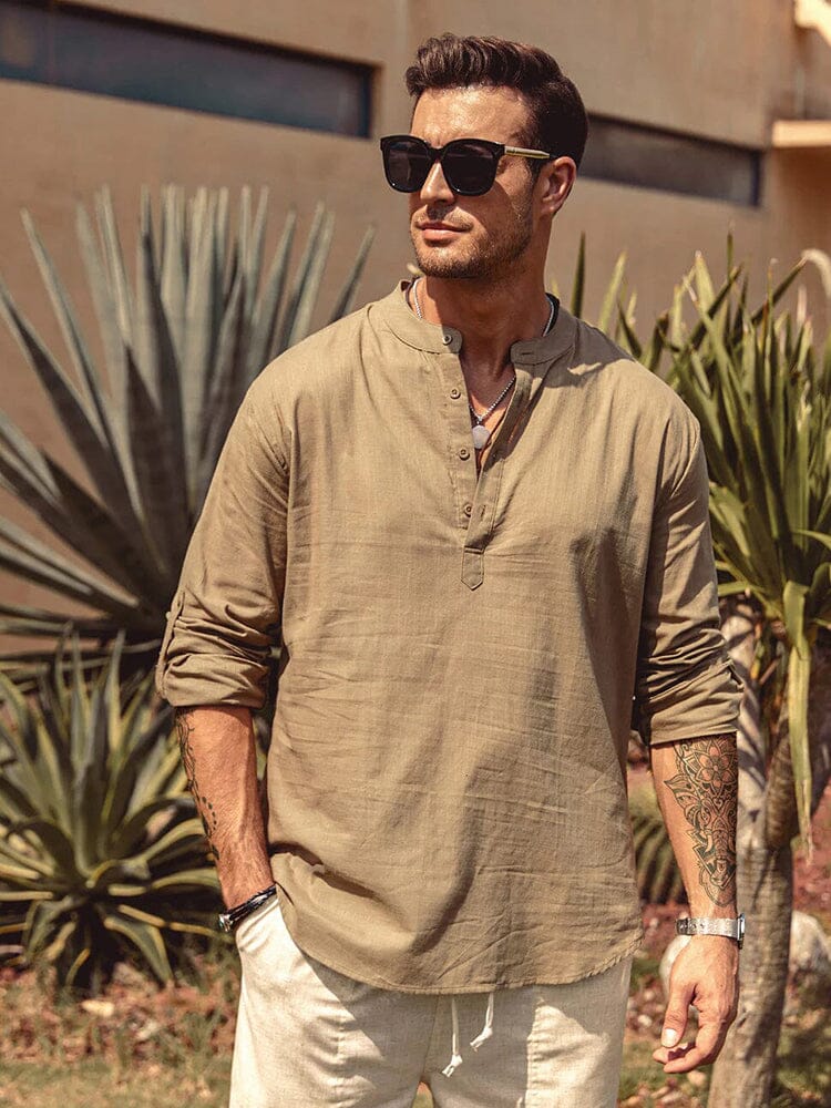 CAMISA DE ALGODÓN Y LINO PARA HOMBRE