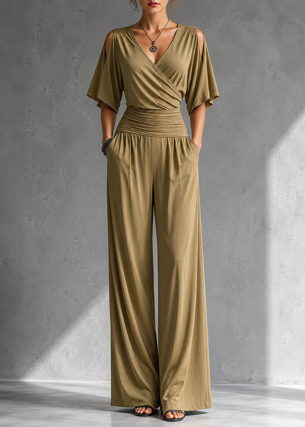 Alía | Ensemble élégant croisé avec pantalon large