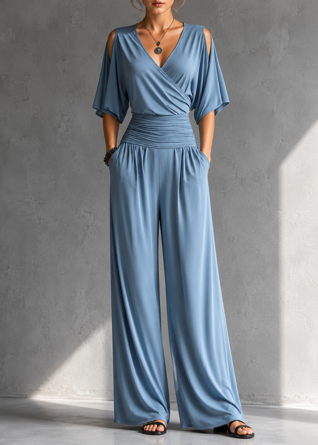 Alía | Ensemble élégant croisé avec pantalon large