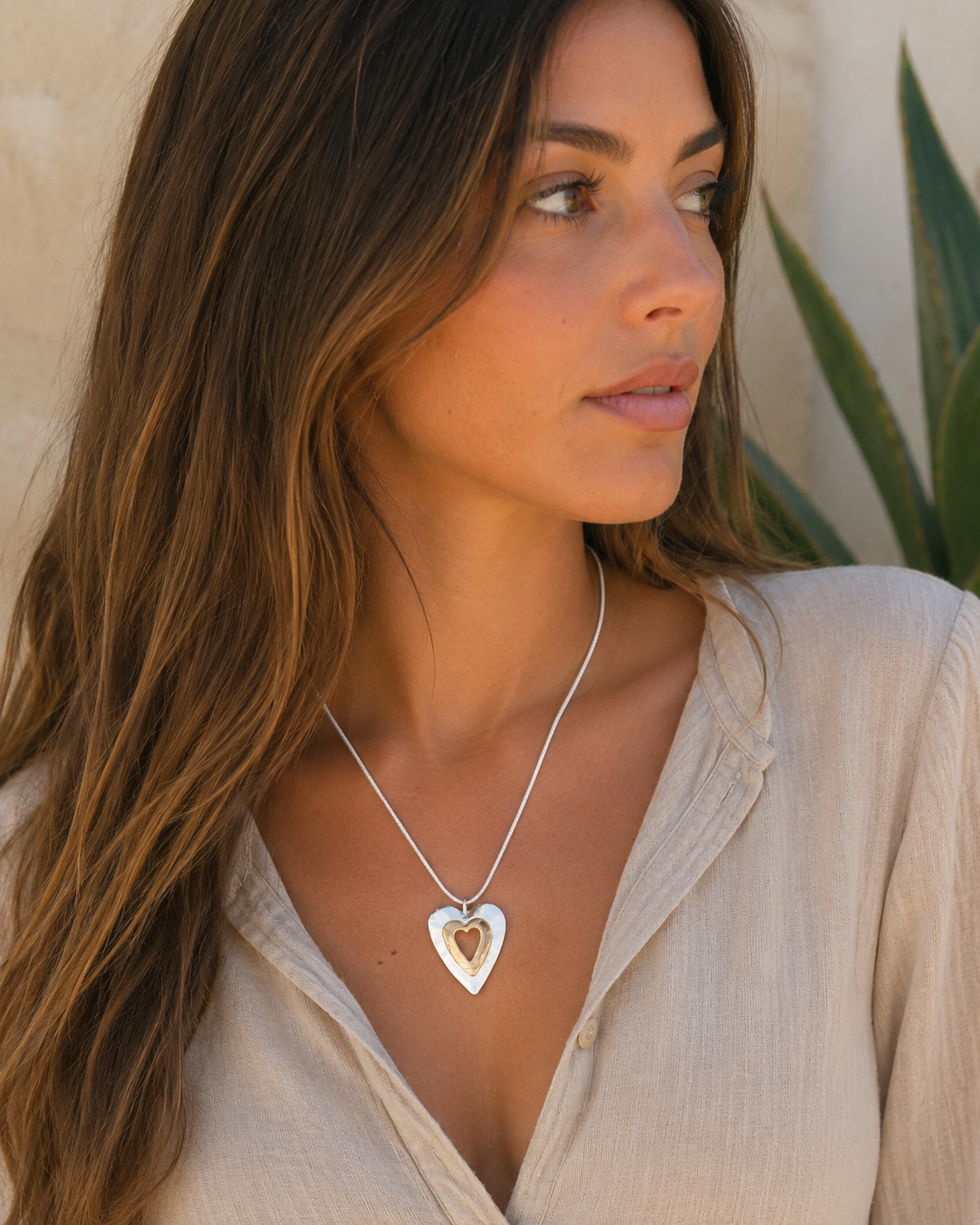 Collier Cœur Vintage Argenté et Doré