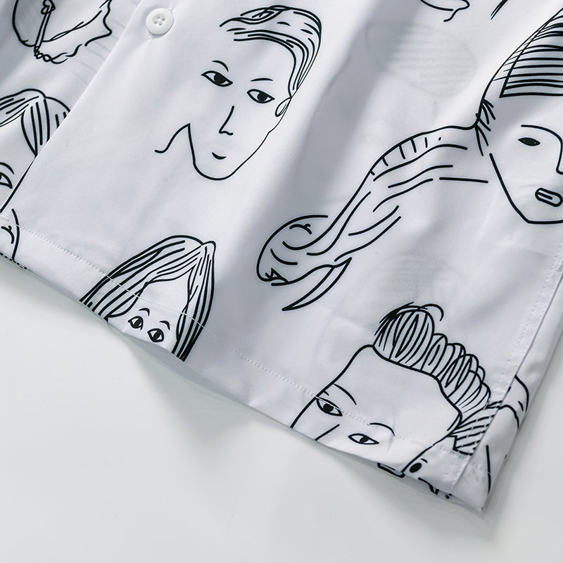 CAMISA CUBANA CON ESTAMPADO DE DIBUJOS
