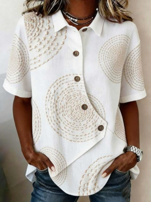 Vittoria | Blusa Asimétrica de Algodón-Lino con Botones