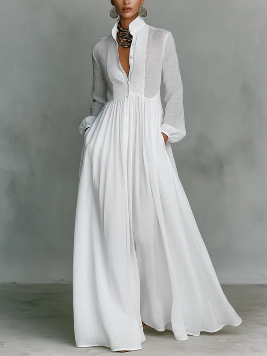 Léonie | Vestido Maxi Minimalista con Cuello Alto