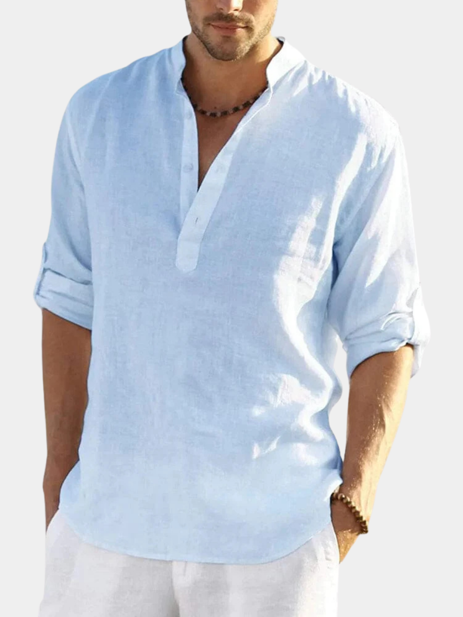 CAMISA DE ALGODÓN Y LINO PARA HOMBRE