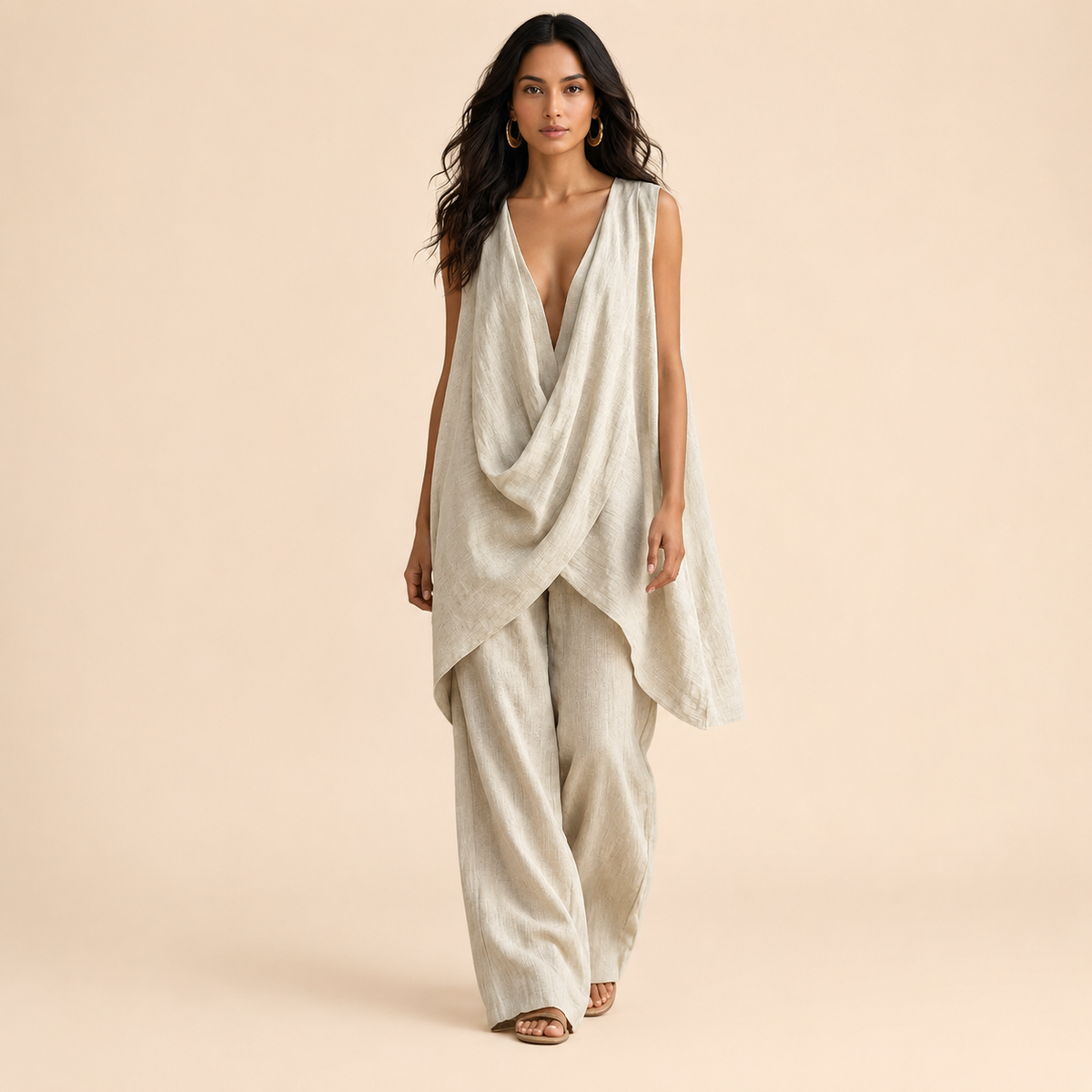 Ensemble drapé Ginevra beige sur fond beige