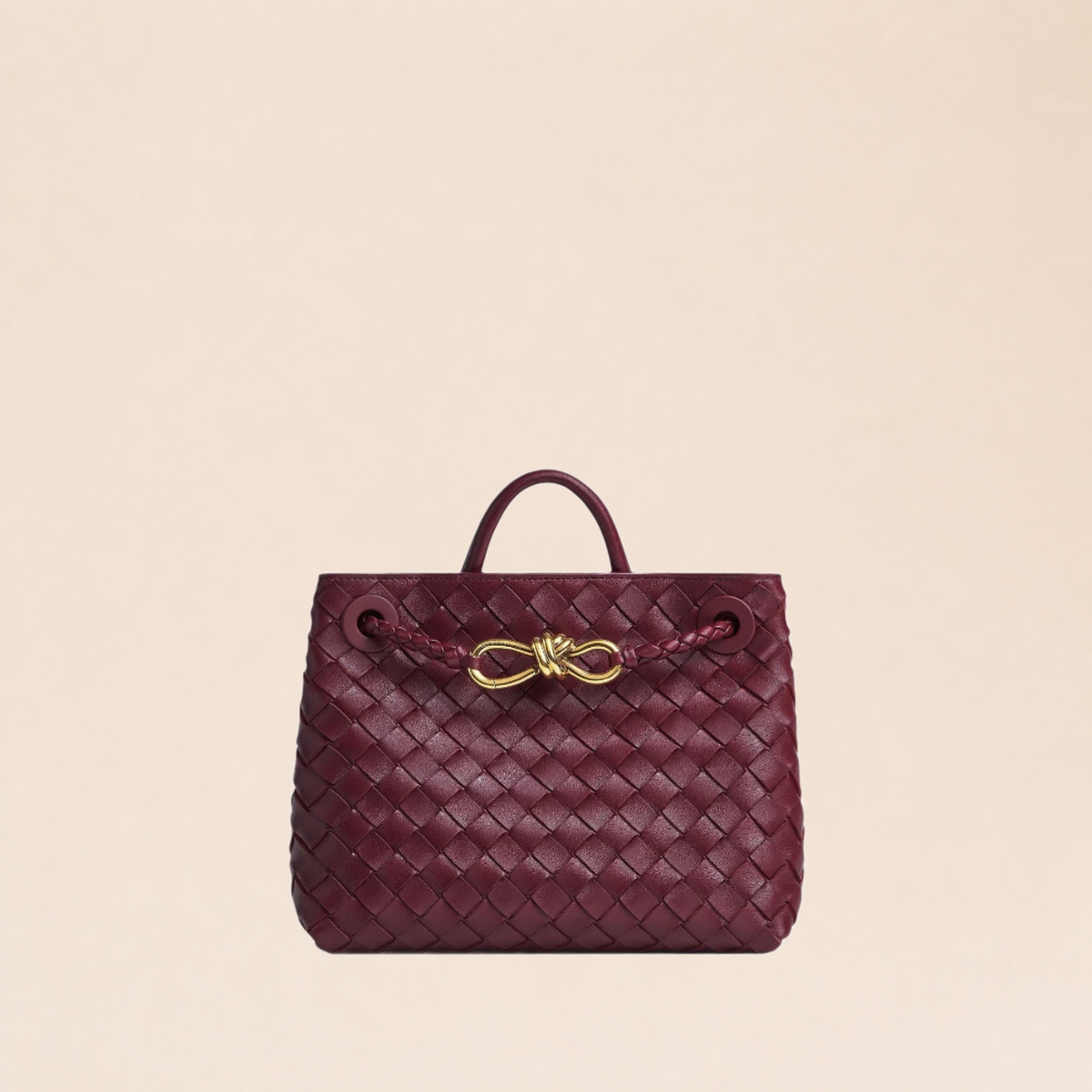 Sac à main structuré Gioia bordeaux sur fond beige