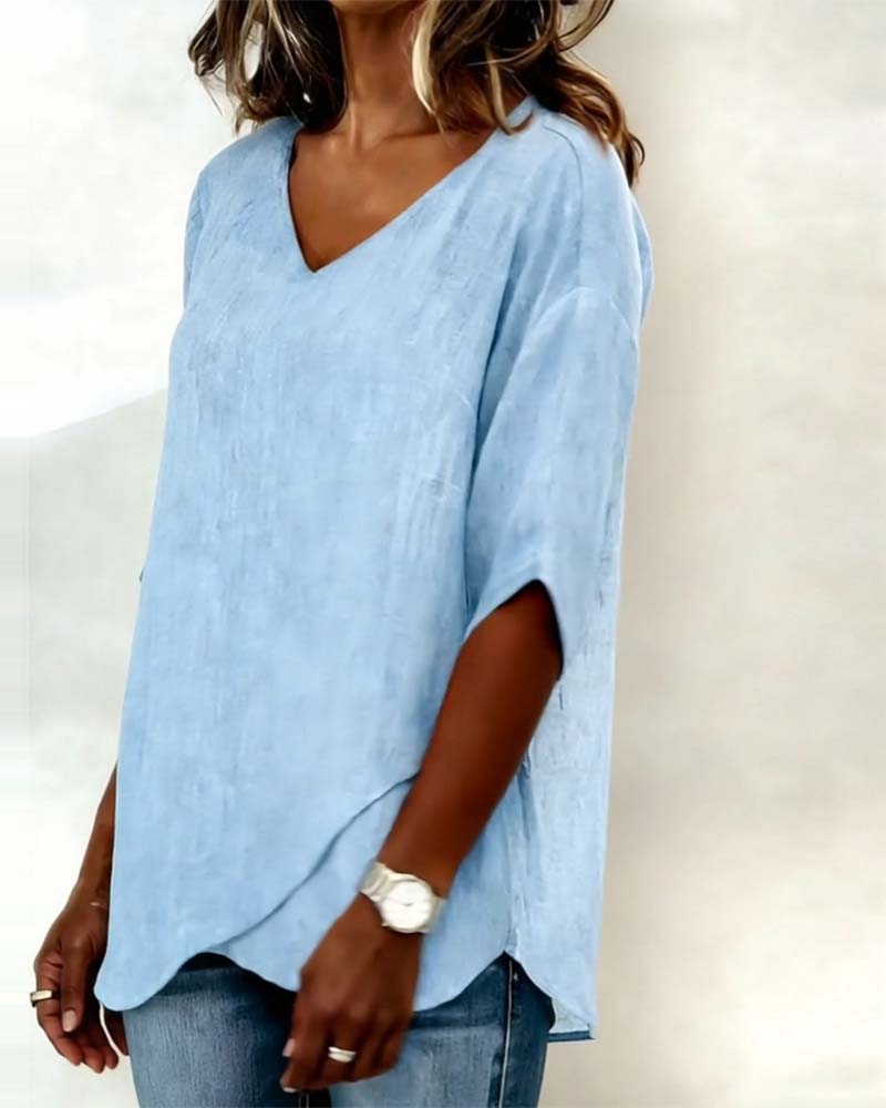 Alessandra | Blusa con Bajo Asimétrico y Escote en V