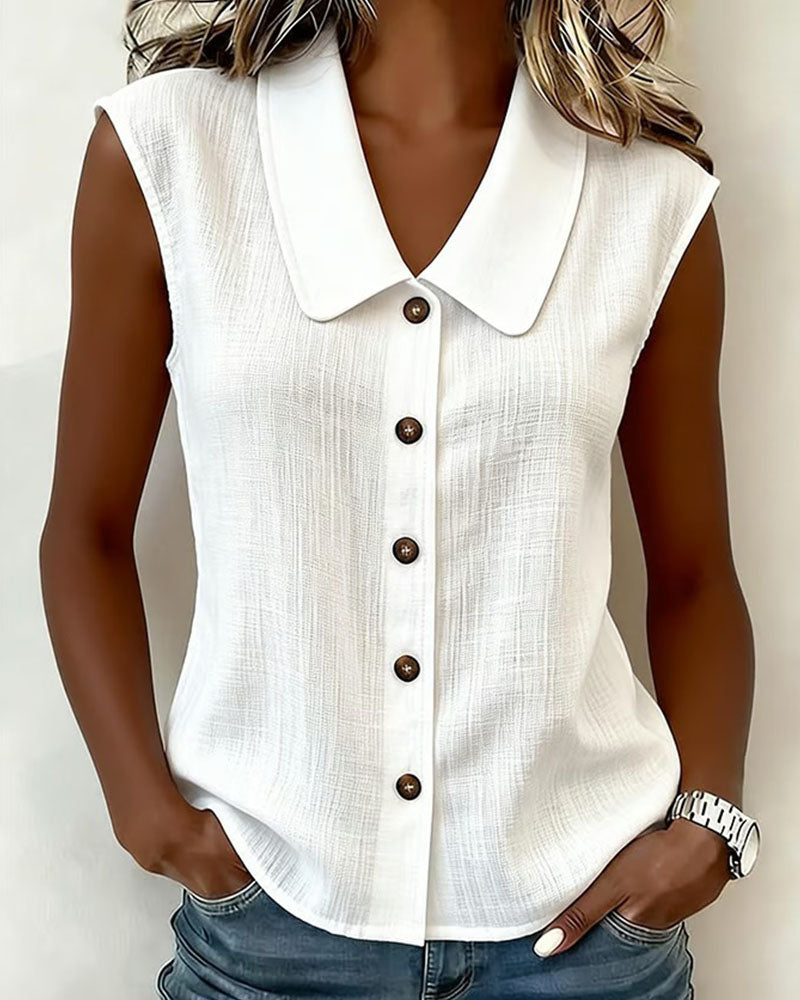 Cecilia | Blusa Sin Mangas de Mezcla de Lino y Algodón