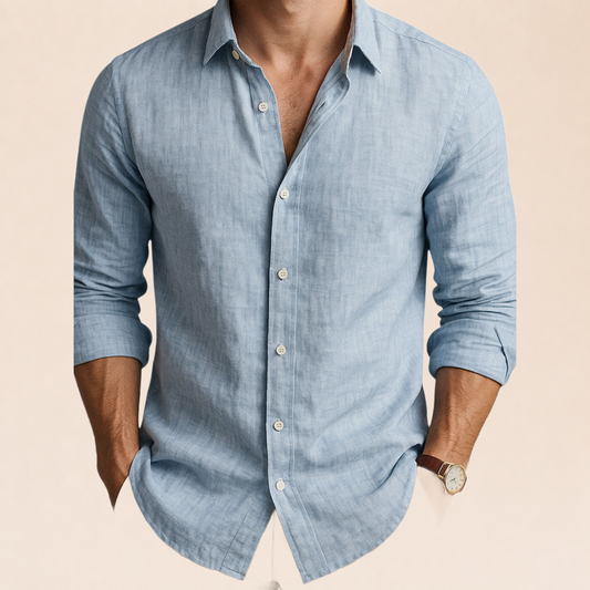 CHEMISE ESSENTIELLE EN LIN — portada beige