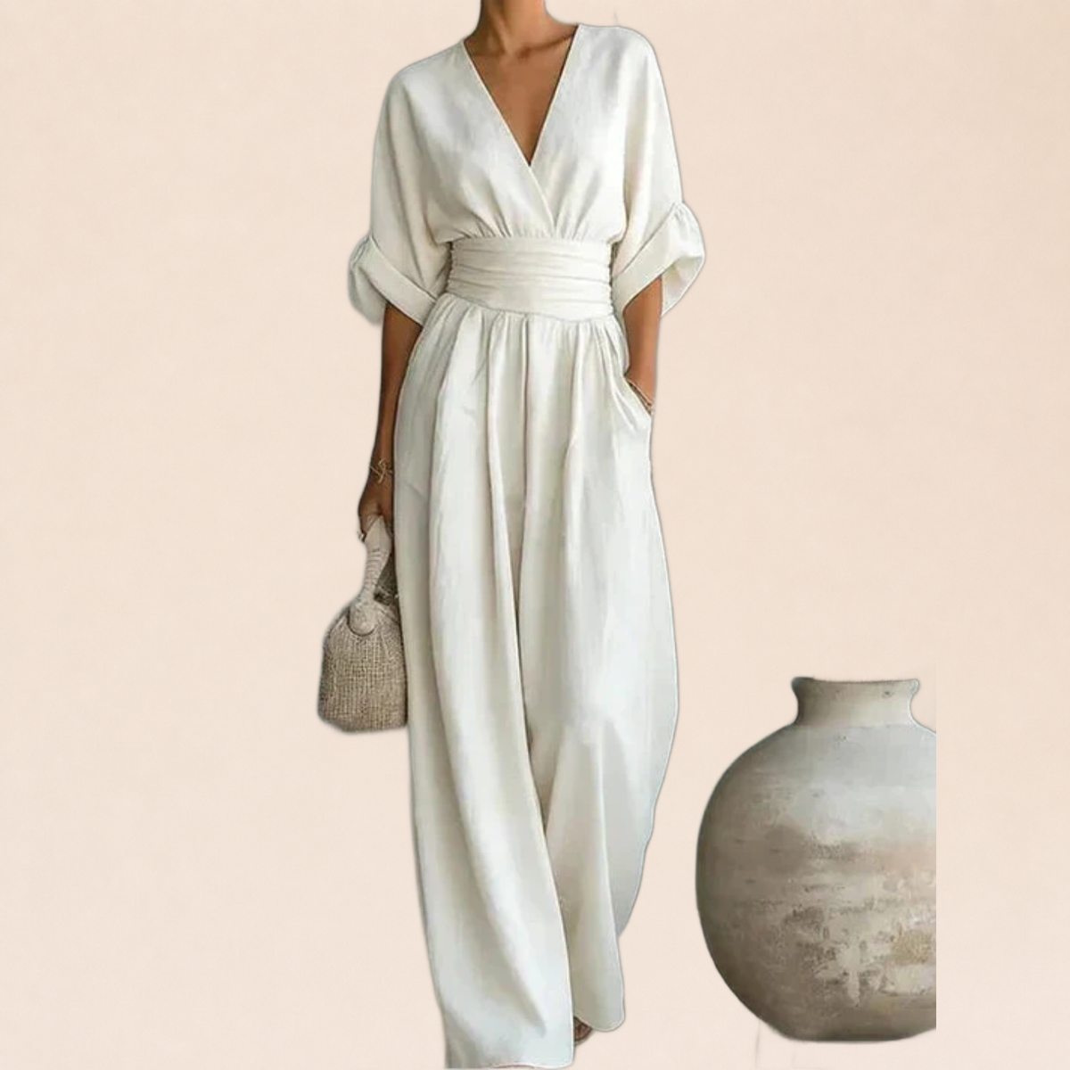 Chiara | Combinaison Longue Fluide Imprimée — portada beige