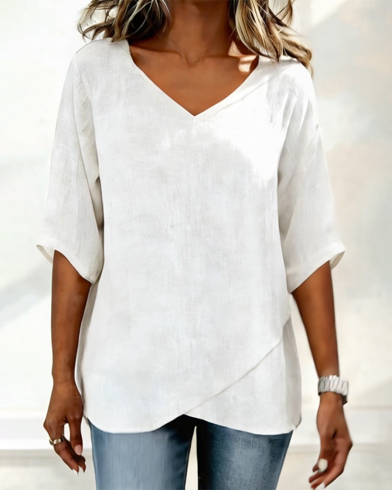 Alessandra | Blusa con Bajo Asimétrico y Escote en V