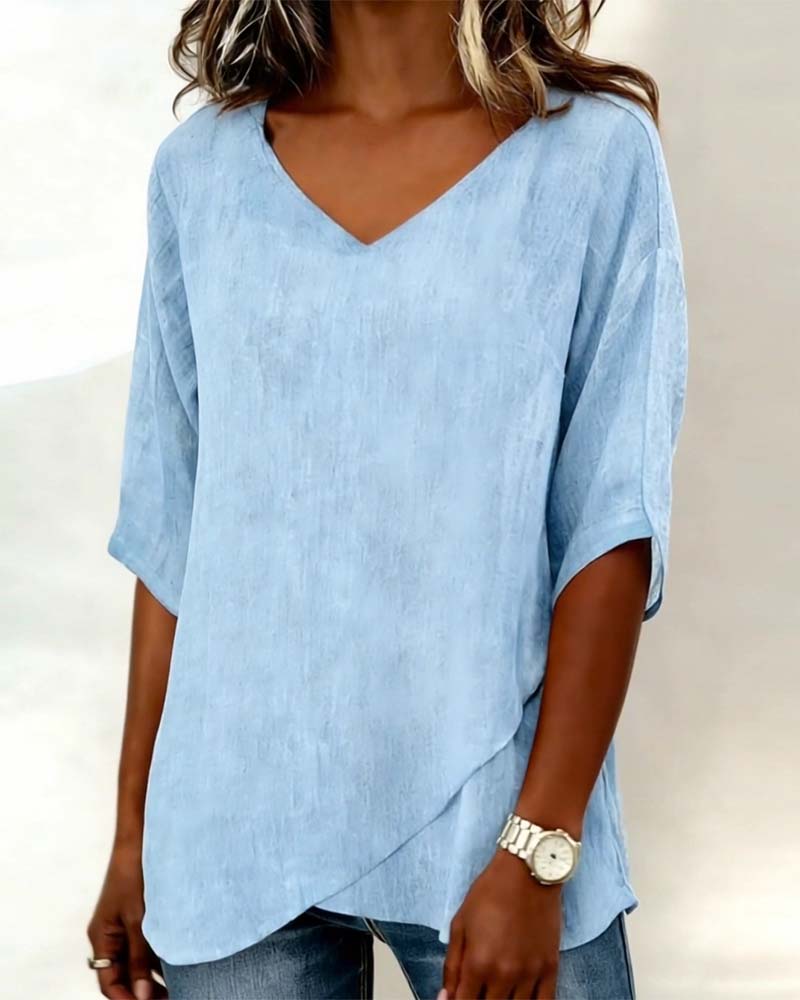 Alessandra | Blusa con Bajo Asimétrico y Escote en V