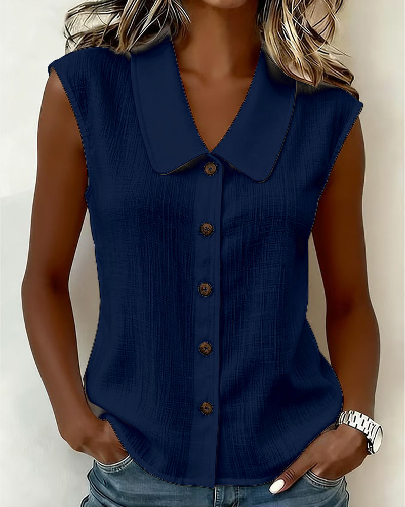Cecilia | Blusa Sin Mangas de Mezcla de Lino y Algodón