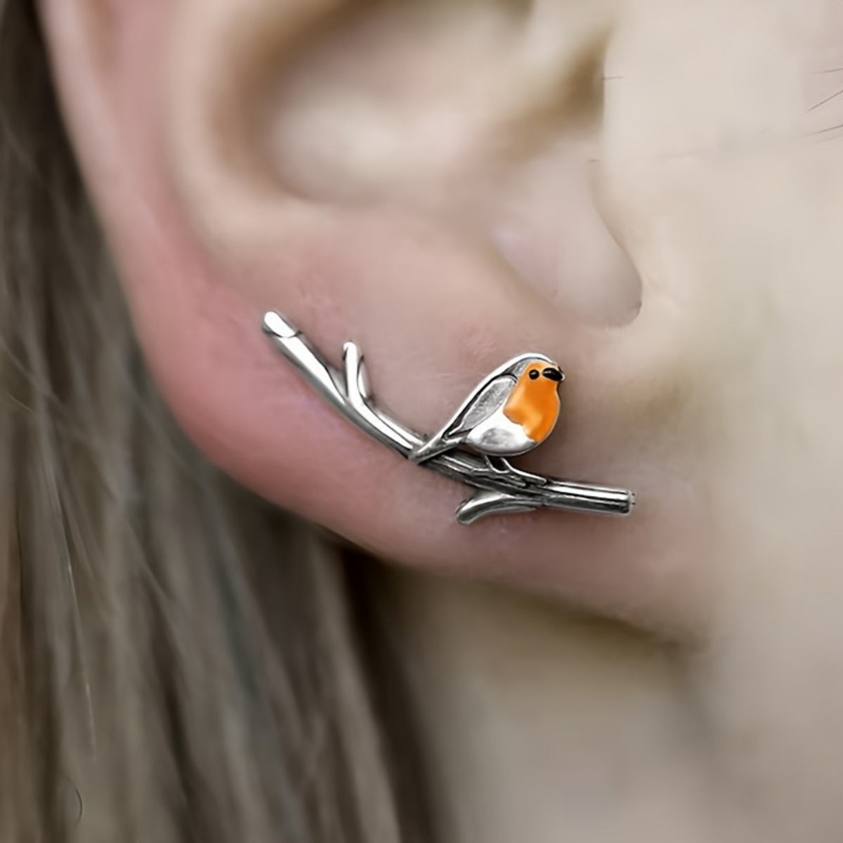Boucle d'Oreille Rouge-Gorge