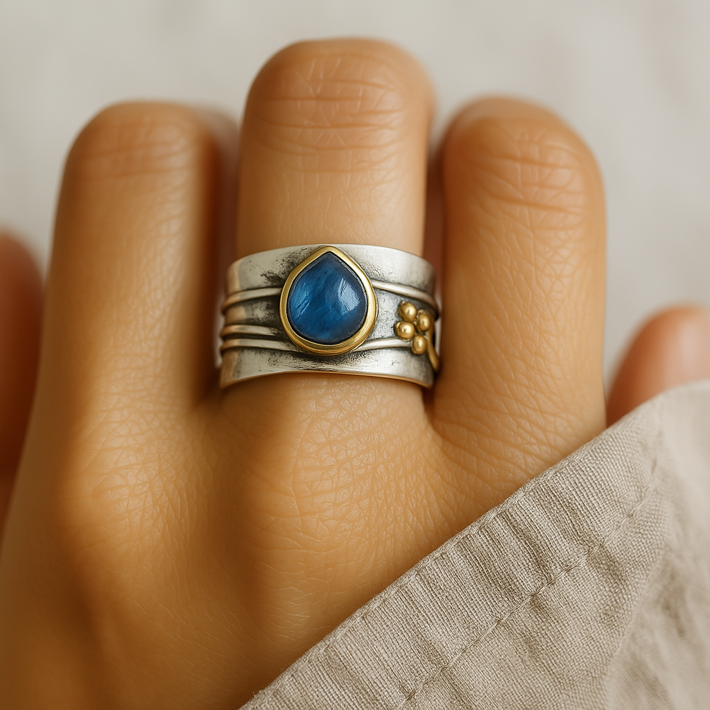 Bague Vintage avec Saphir Bleu