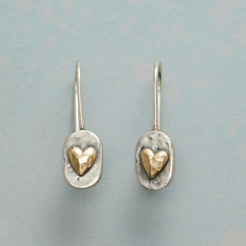 Boucles d'Oreilles Cœur Argenté et Doré