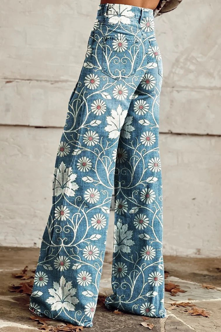 Léna | Pantalon large à fleurs