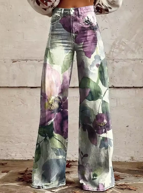 Léna | Pantalon large à fleurs