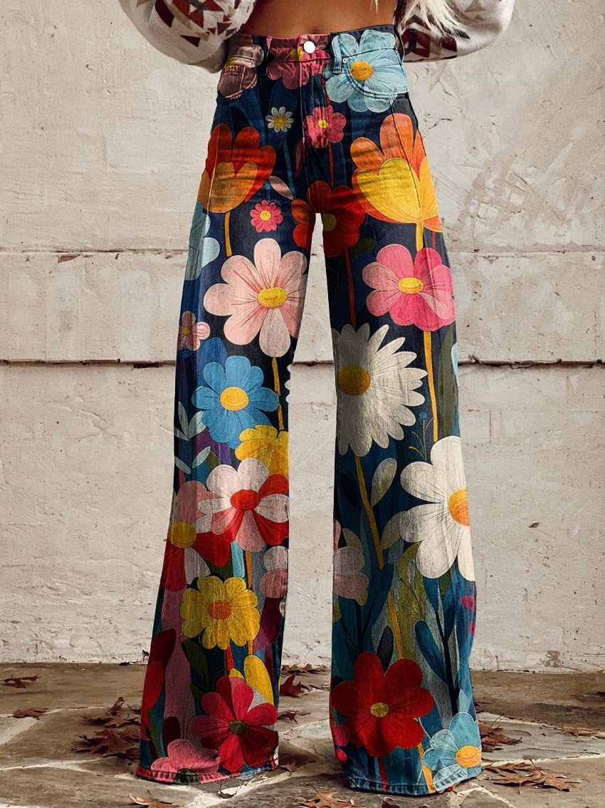Léna | Pantalon large à fleurs
