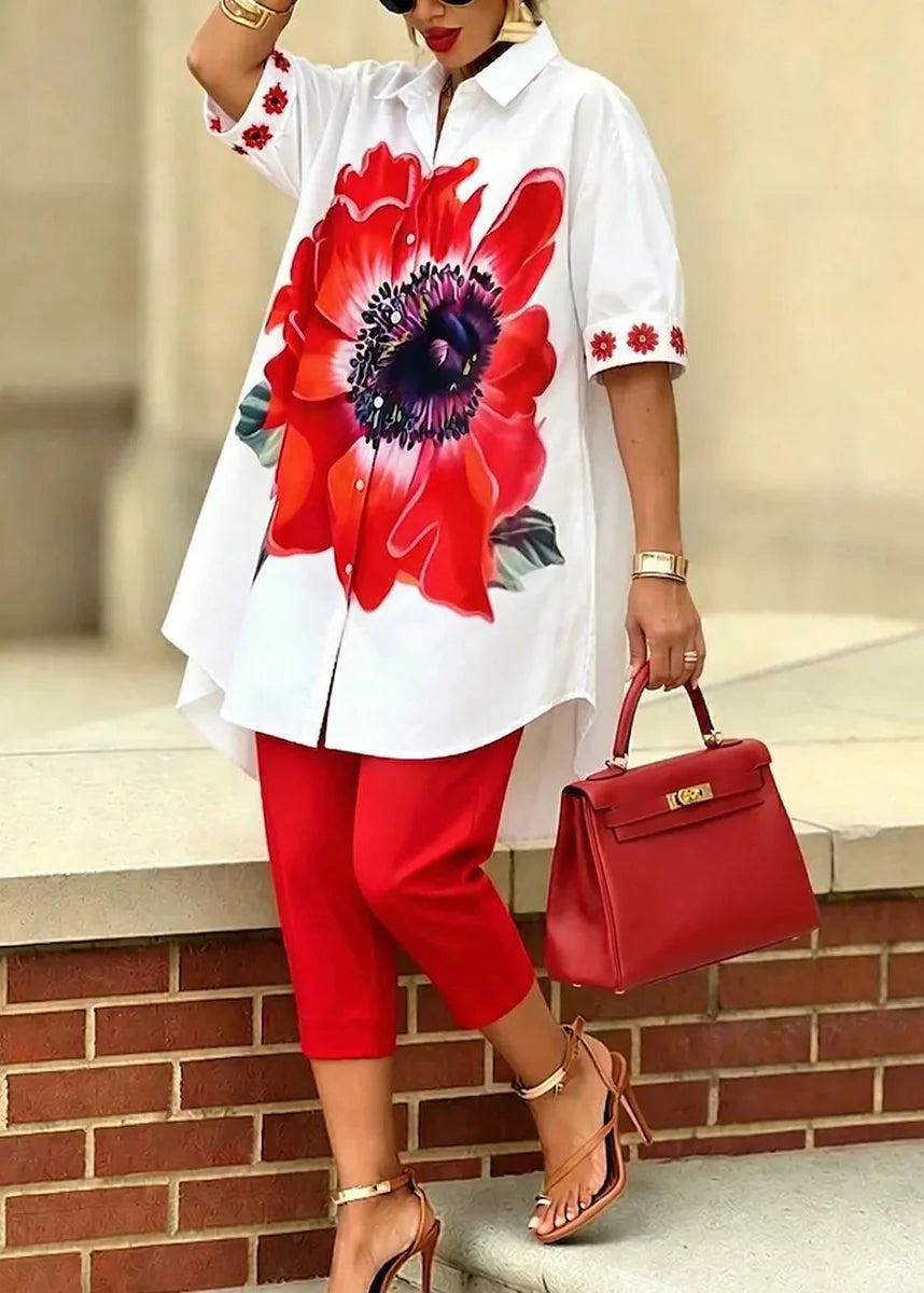 Bianca · Ensemble deux pièces floral femme avec haut oversize et pantalon court
