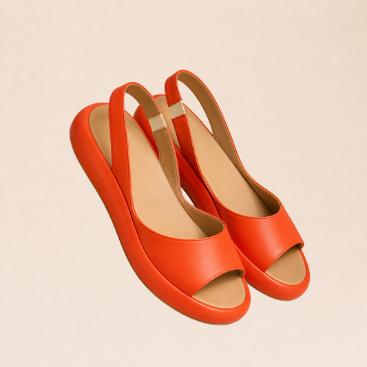 Isabelle Sandales Ouvertes orange – fond beige