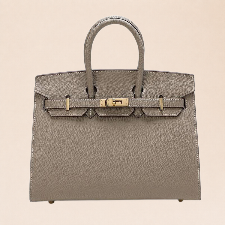 Kensington Sac en Cuir Élégant gris – fond beige