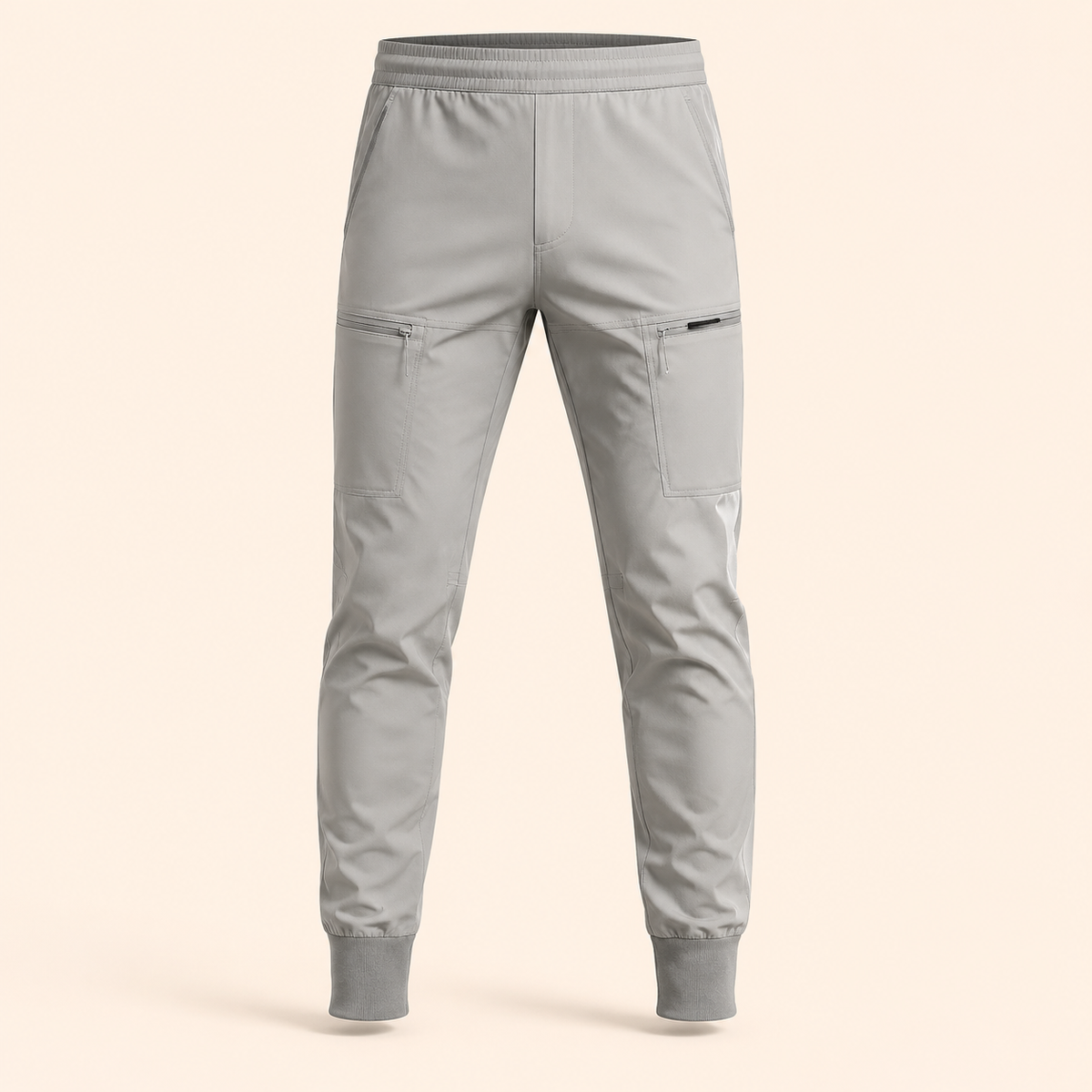 Laurent Monaco Pantalon Cargo gris clair – produit seul sur fond beige