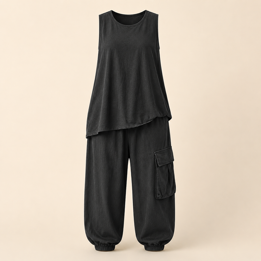 Ensemble urbain noir sur fond beige