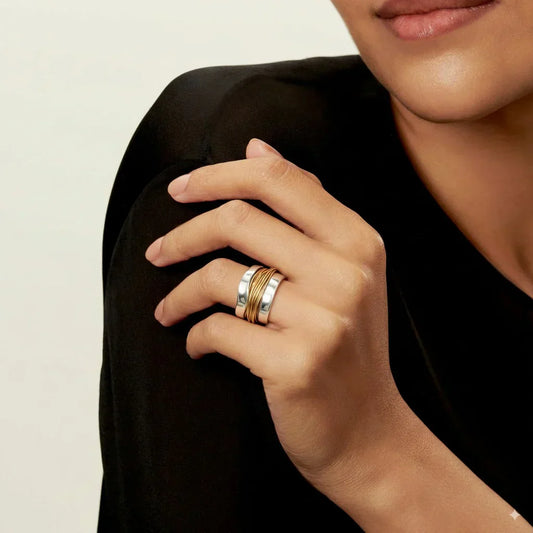 Bague Argentée à Fil Doré