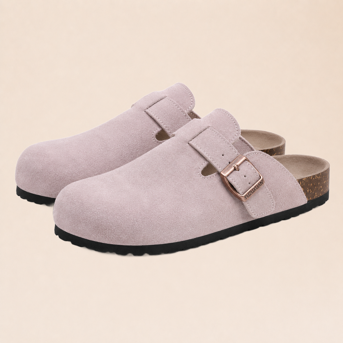 Sabots Oslo Rose sur fond beige